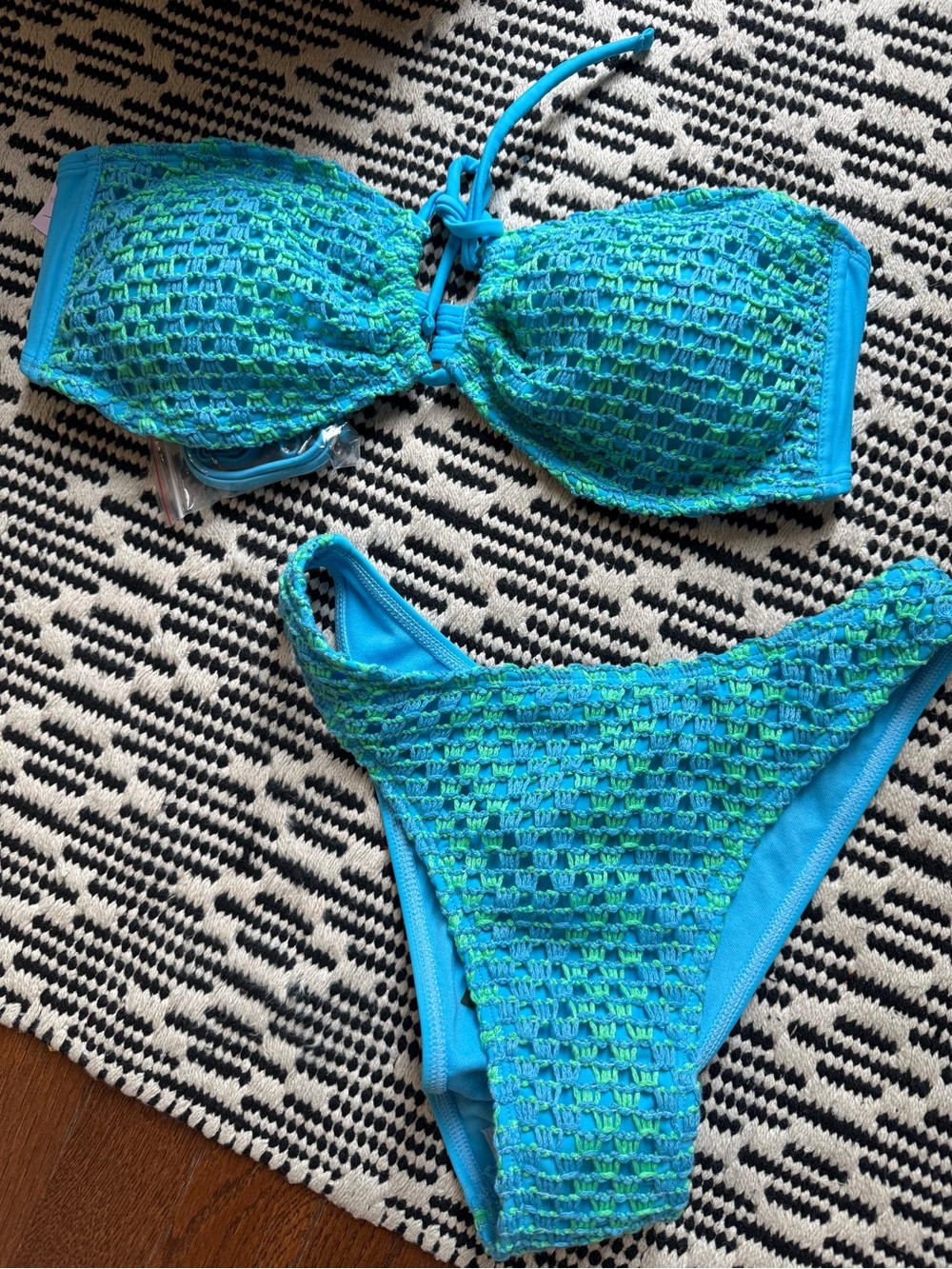 A new day Target Blue and Green Crochet Bikini Bottom
